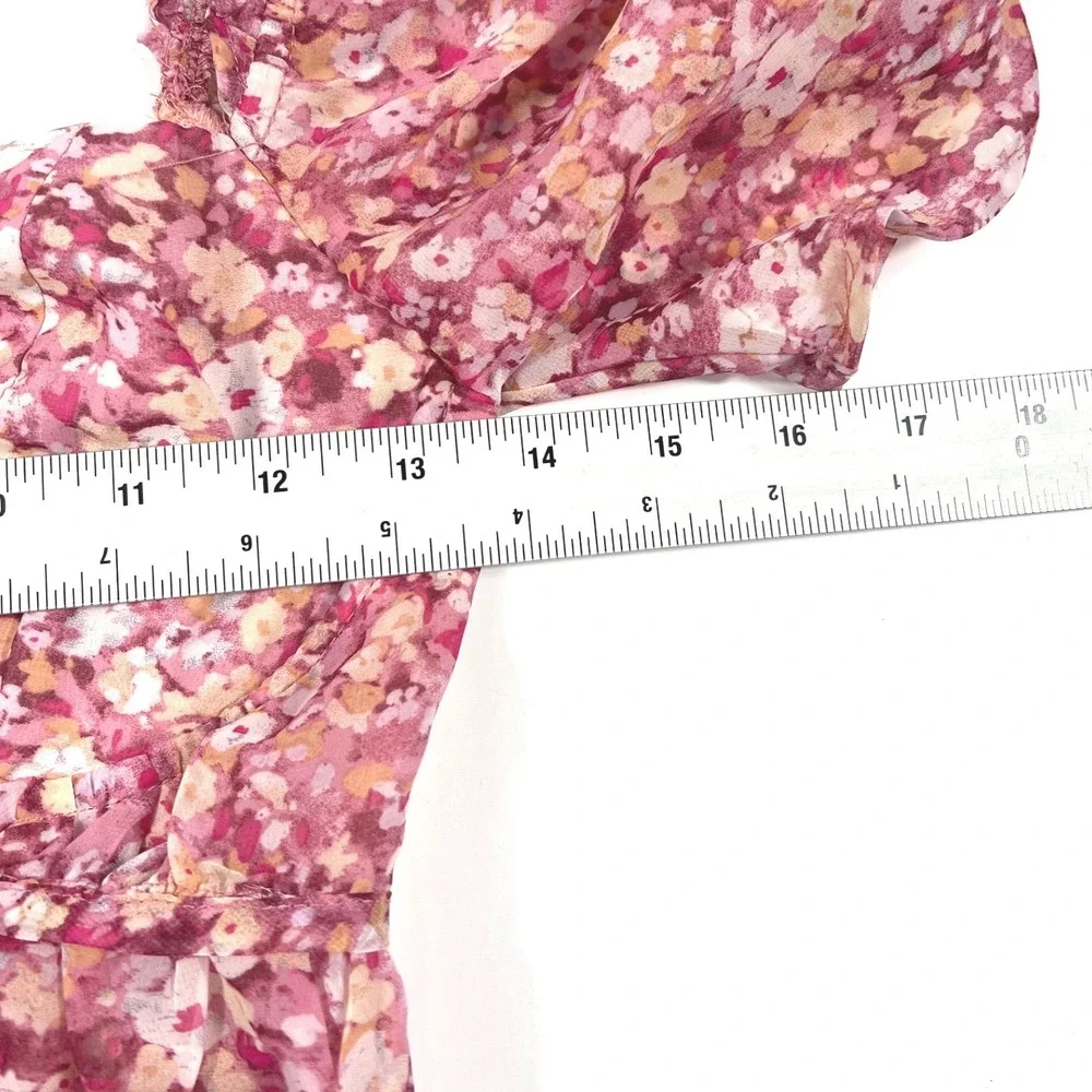 ASTR the Label Nayeli Pink Floral Print Top XS EUC Coquette Cottagecore Festival